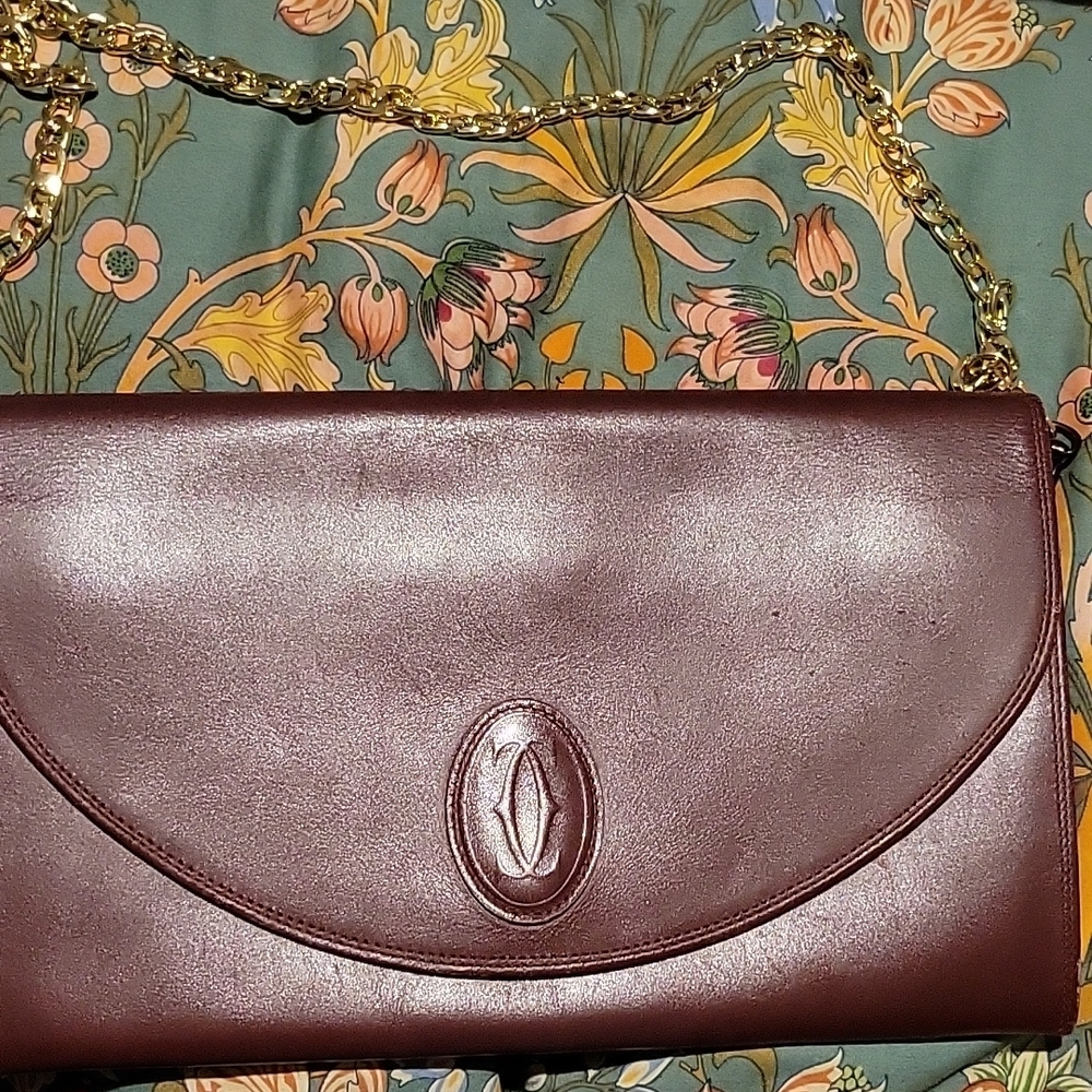 Cartier Burgundy Leather Clutch Bag